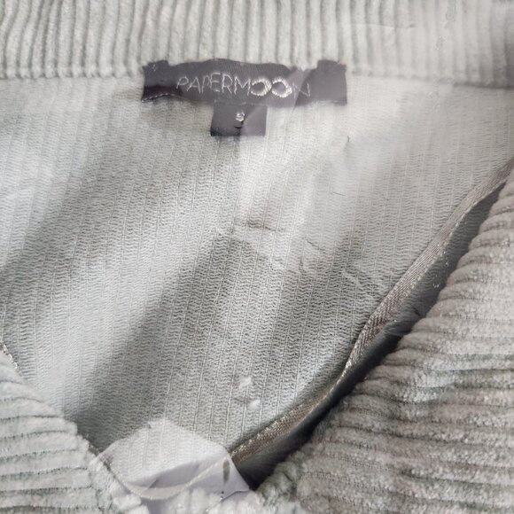 Papermoon Jacket Womens Small Sage Teal Colorblock Corduroy Shacket Cropped - Picture 9 of 10